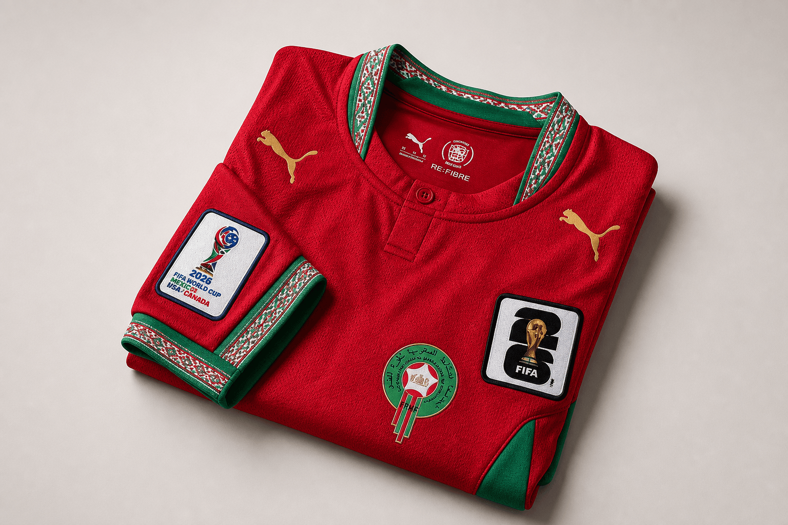 Maillot domicile Maroc 2026 - présentation plié